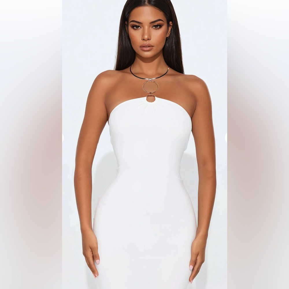 NWT White Strapless Maxi Dress
